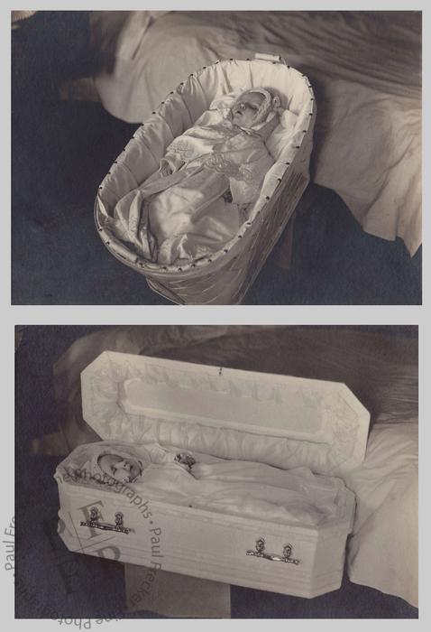 Baby in a white casket